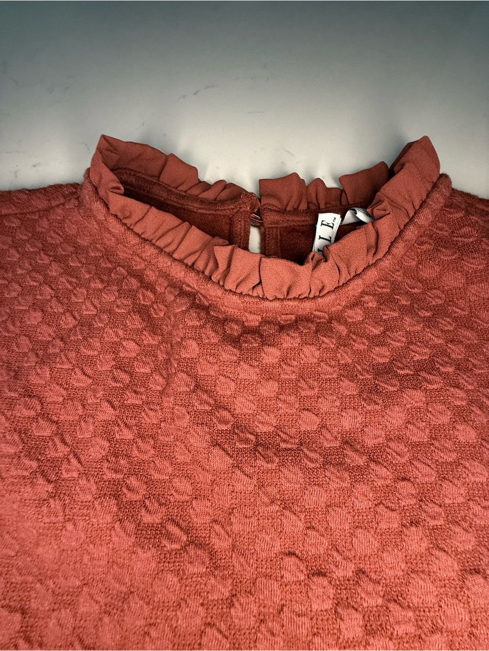 Elle Textured Ruffle-Neck Long Sleeve Top - Picture 3 of 9